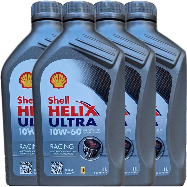 Motoröl Shell 10W-60 Helix Ultra Racing (4 X 1Liter)