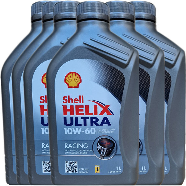 Motoröl Shell 10W-60 Helix Ultra Racing (6 X 1Liter)