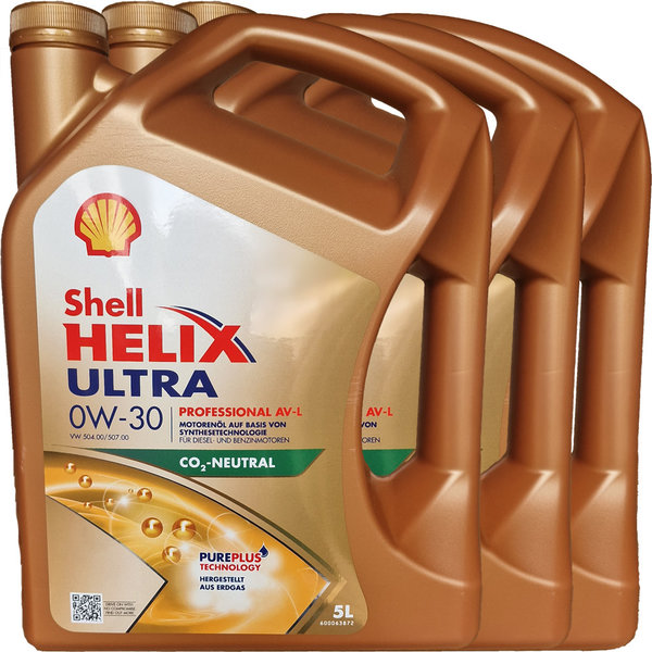 Motoröl Shell 0W-30 Helix Ultra Professional AV-L (3 X 5Liter)