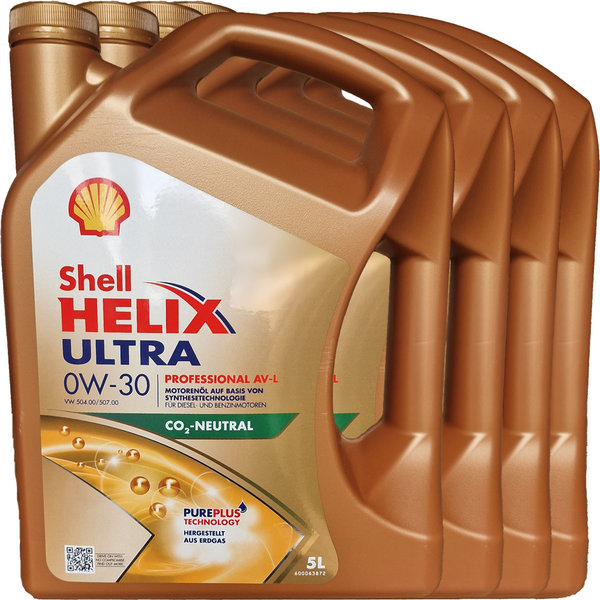 Motoröl Shell 0W-30 Helix Ultra Professional AV-L (4 X 5Liter)