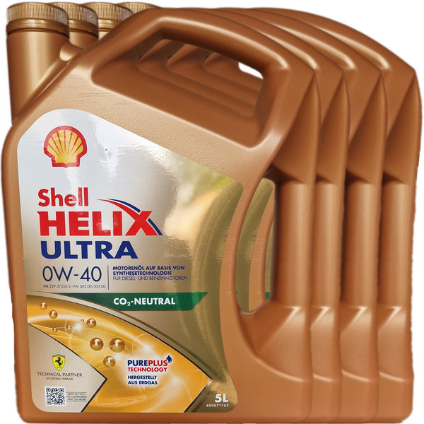 Motoröl Shell 0W-40 Helix Ultra (4 X 5Liter)