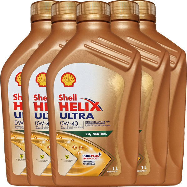 Motoröl Shell 0W-40 Helix Ultra (5 X 1Liter)