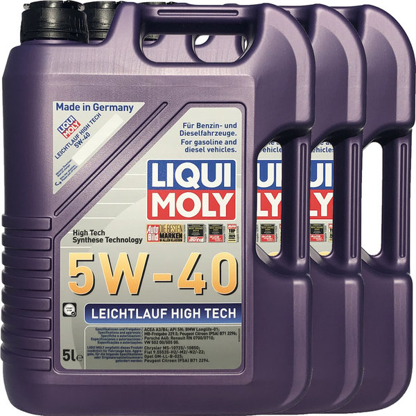 Motoröl Liqui Moly 5W-40 Leichtlauf High Tech (3 X 5Liter)