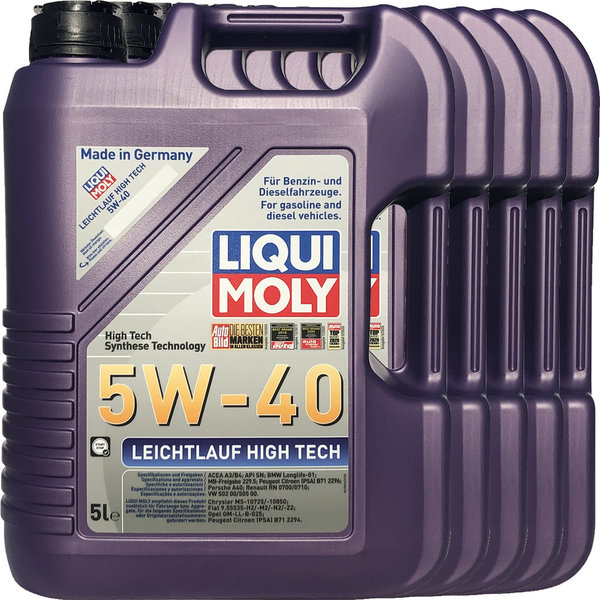 Motoröl Liqui Moly 5W-40 Leichtlauf High Tech (5 X 5Liter)