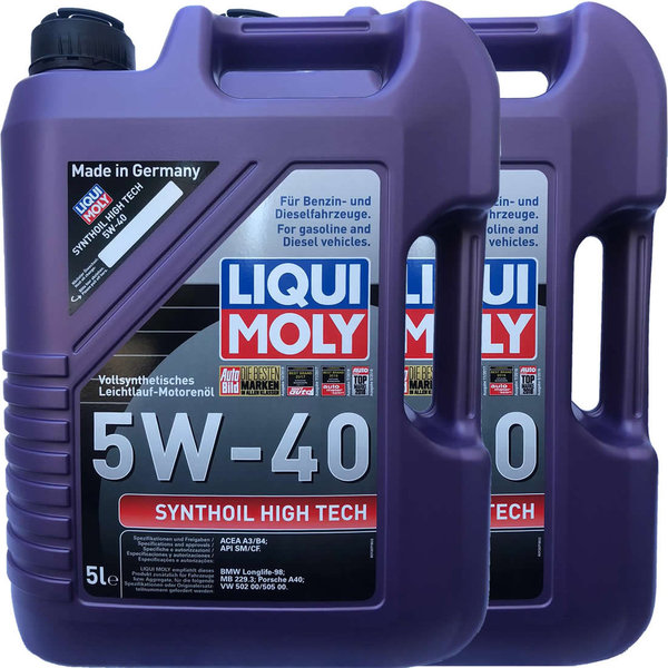 Motoröl Liqui Moly 5W-40 SYNTHOIL HIGH TECH (2 X 5Liter)