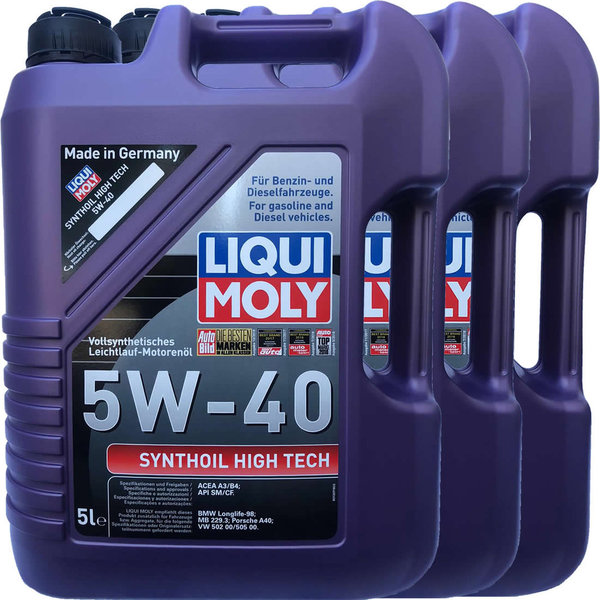 Motoröl Liqui Moly 5W-40 SYNTHOIL HIGH TECH (3 X 5Liter)