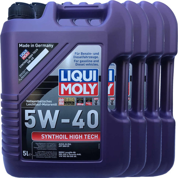 Motoröl Liqui Moly 5W-40 SYNTHOIL HIGH TECH (4 X 5Liter)