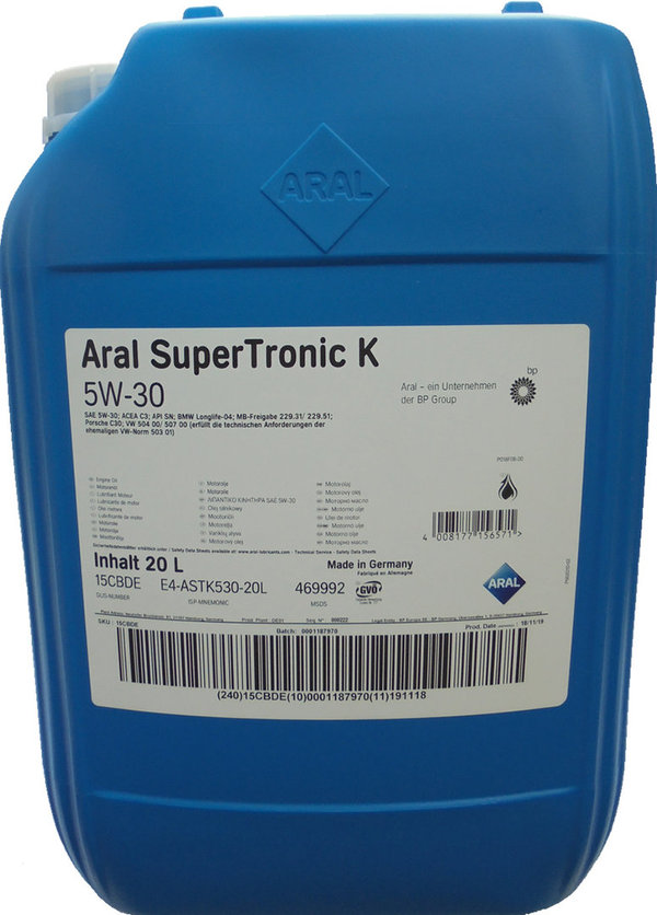 Motor Oil Aral 5W-30 SuperTronic K  (20 Liters)