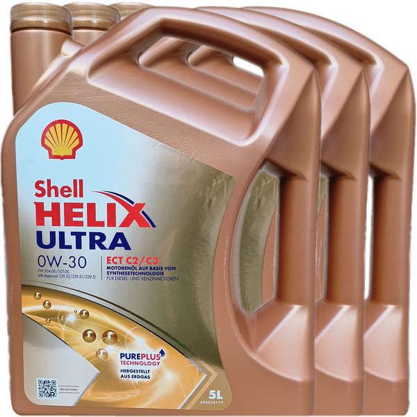 Motoröl Shell 0W-30 Helix Ultra ECT C2/C3 (3X 5 Liter)