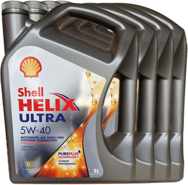 Motoröl Shell 5W-40 Helix Ultra (4X 5 Liter)